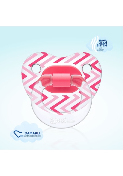 Wee Baby Şeffaf Desenli Damaklı Emzik No:3 Pembe 18+ Ay