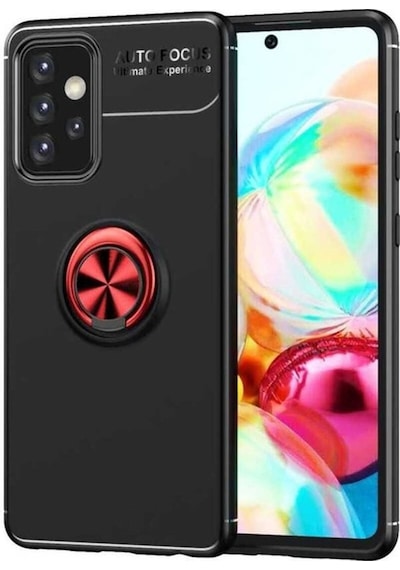 Galaxy Uyumlu A52 Kılıf Zore Ravel Silikon Kapak Siyah-Kırmızı