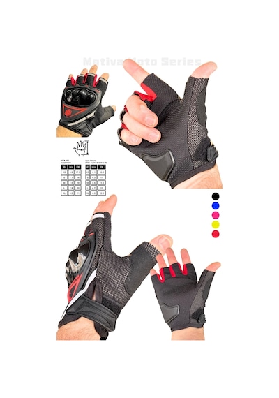 Motiva Works Kırmızı Kısa Yarım Parmak Motosiklet Eldiveni Mw120r