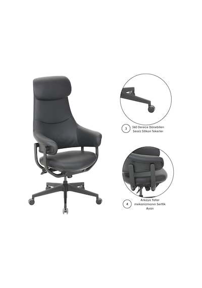 Casella Sue Döşemeli Yönetici Koltuğu Ofi S Koltuğu Ergonomik, Şık Ve Fonksiyonel Sue 02 Siyah - Suni Deri Casella Sue Döşemeli Yönetici Koltuğu Ofi S Koltuğu Ergonomik, Şık Ve Fonksiyonel Sue 02 Siyah - Suni Deri