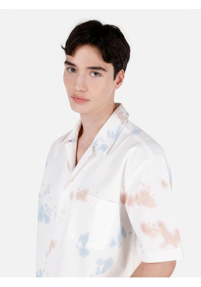 Colin's Colins Oversize Fit Shirt Neck Erkek Bej Kısa Kol Gömlek Cl1069575 Q1.v1 Dn43535 Denim