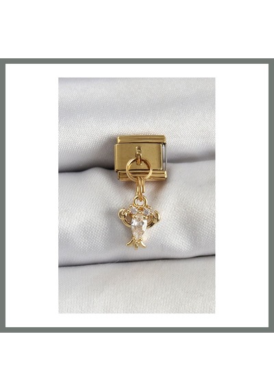 Bezos 316l Çelik Sallantılı Zirkon Taşlı Yengeç Model Gold Renk Nomination Charm Mmbz
