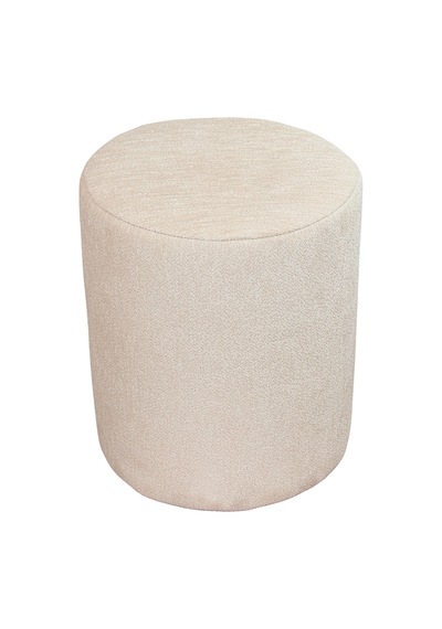 Dekoratif Silindir Puf Ahşap İskeletli, Oturma Ve Yatak Odası Pufu - Krem - 40x36 Cm Krem