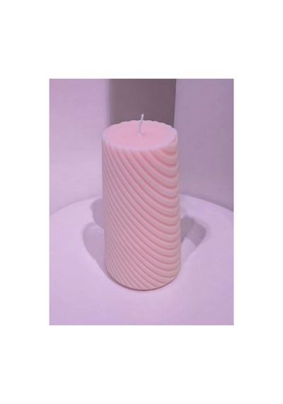Spiral Desenli Silindir Soya Mum Doğal El Yapımı Pembe - 714839259 Pembe