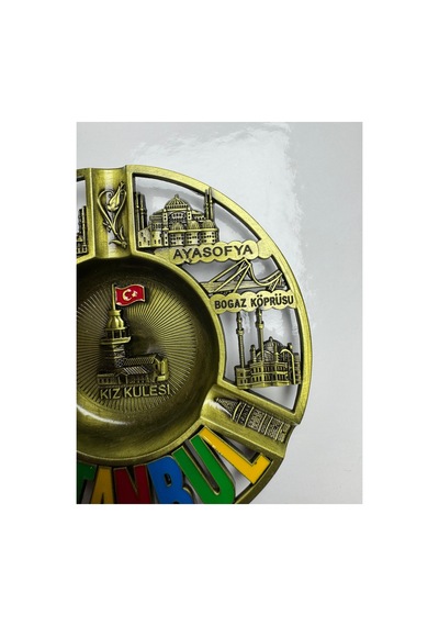 İstanbul Temalı Metal Küllük Kabartma Figürlü Dekoratif Tasarım Gold, Bakır, Gümüş 784517417