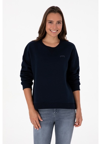 U.S. Polo Assn. Kadın Lacivert Şardonlu Bisiklet Yaka Basic Sweatshırt 50313586-VR033