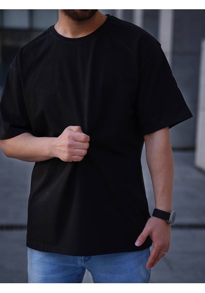 Erkek Oversize Tişört Siyah Siyah
