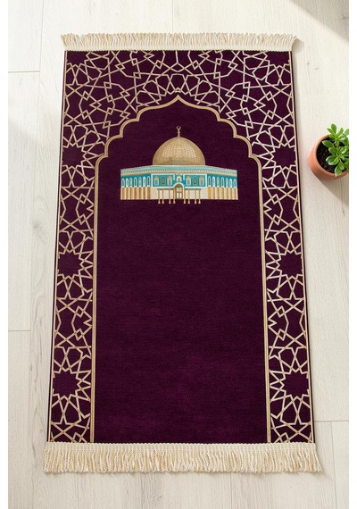 Mescidi Aksa Desenli Şönil Seccade - Mor