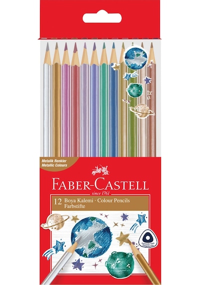 Faber-Castell 12li Metalik Renkler Üçgen Boya Kalemi