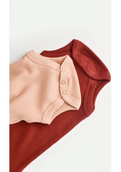 Rebebe Babycosy Modal 2 Li Kısa Kollu Bebek Badi - Bebek Body - Csym1121 (544644517) Somon