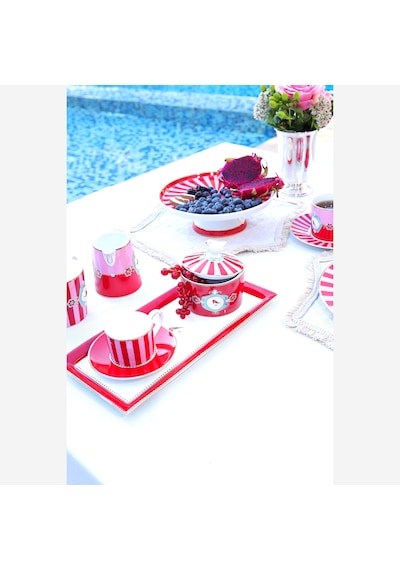Kırmızı Pembe Porselen Kahve Fincanı 90 Ml