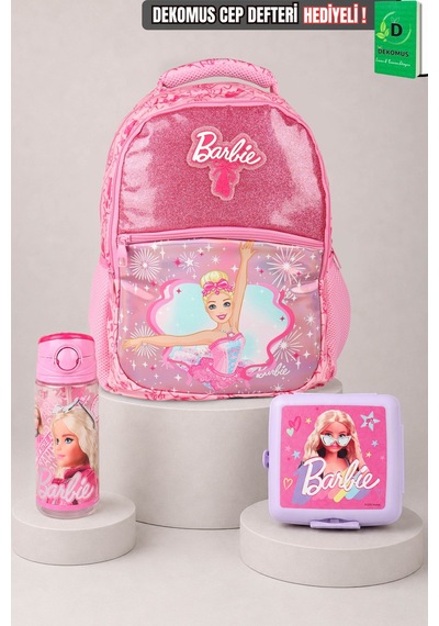 X Dekomus Lisanslı Barbie Ballerina Magic Collection Büyük Boy Okul Çantası,beslenme Kabı Ve Matara Seti Altın