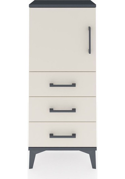 Arges Komodin 2 Raflı 3 Çekmeceli Tek Kapaklı 44x30x106 Antrasit-aytaşı Antrasit