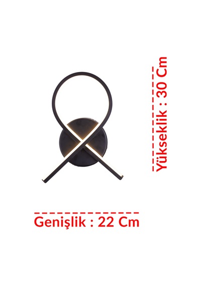 Loop Led Duvar Apliği 3 Renk Modern Siyah Loop Tasarım Dekoratif Aydınlatma