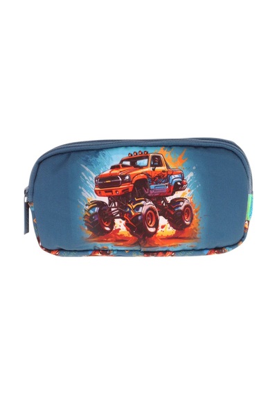 Kaukko Kids Yeşil Kırmızı, Arazi Aracı, Erkek Çocuk Üç Bölmeli Kalemlik/kalem Çantası - L8282 Yeşil - Kırmızı