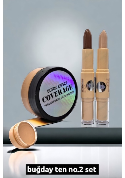 Wonderway Yoğun Kapatıcı Porselen Fondöten & Kontür Set