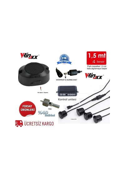 Kameralı Park Sensörü 4.3 '' Ayna Ekranlı Full Set