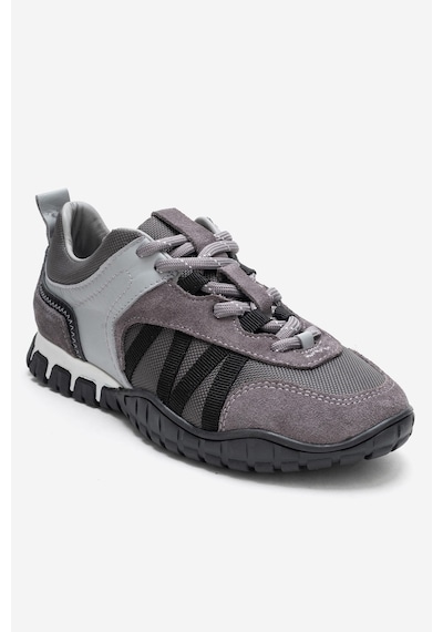 Fıera Gri Siyah Hakiki Deri Fileli Kadın Günlük Sneaker Gri - Siyah
