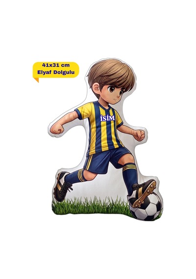 Sarı Lacivert Futbol Kupa Taraftar Yastık Kombin Taraftar Uyku Arkadaşı İkili Set Hediye Hediye Paketi-Hediye Paketi