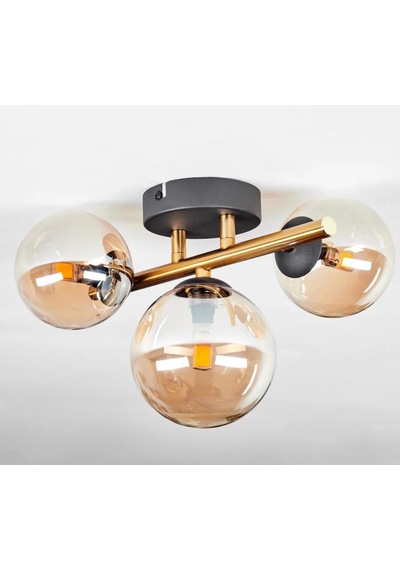 Rsylight Retro Metal Bal Opal Glop Camlı 3 Lü Tavan Plofyoner Avize Bal