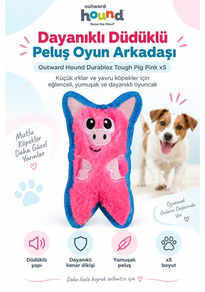 Petstages Durablez Tough Pig Pink Düdüklü Dayanıklı Peluş Köpek Oyuncağı Xsmall