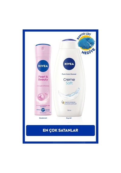 Kadın Sprey Deodorant Pearl&beauty 150ml Ve Creme Soft Kremsi Dokunuş Duş Jeli 750ml, Lif Hediyeli