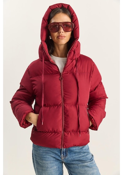 Shade Kadın Kapüşonlu Şişme Mont 10141018 - Koyu Bordo