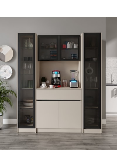 Lora Maxi Kum Beji Komple Mdf Led Aydınlatmalı Kahve Köşesi