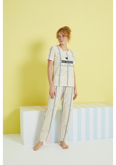 Siyah İnci Örme Pijama Takım 24107097 Çok Renkli