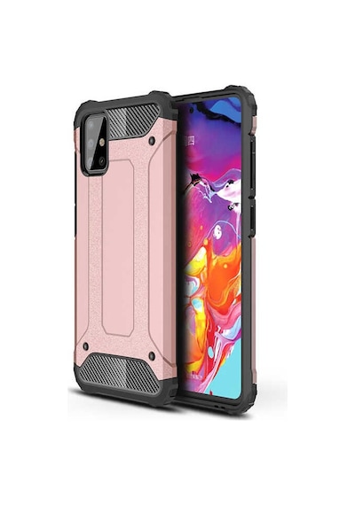 Noktaks - Samsung Galaxy Uyumlu M31s - Kılıf Çift Katman Zırh Tank Crash Military Kapak - Rose Gold