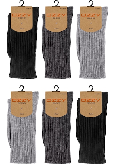 Ozzy Socks Soft Touch Kışlık Yünlü Kadın Uyku Çorabı 6'lı Siyah - Gri - Antrasit