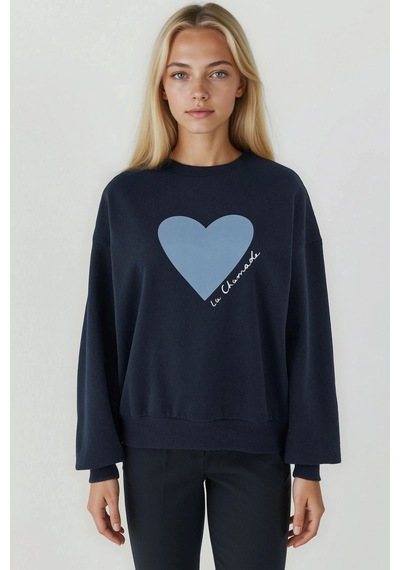 Hiccup Baskılı Yuvarlak Yaka Sweatshirt Lacivert