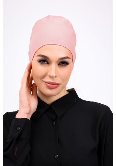 Loggia Düz Dikişsiz Penye Bone Pudra - Kadın Tesettür Bağlamalı İç Bone Pembe Pudra Loggia Düz Dikişsiz Penye Bone Pudra - Kadın Tesettür Bağlamalı İç Bone Pembe Pudra