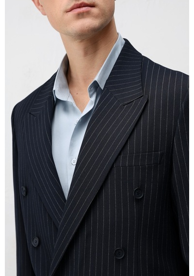 Antioch Relaxed Fit Çizgili Erkek Takım Elbise Lacivert