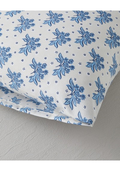 English Home Blue Bouquet Kolay Ütülenir 2'li Yastık Kılıfı 50x70 Cm Mavi - Bej