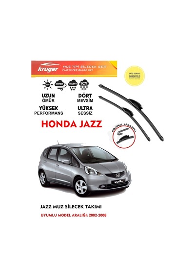 Honda Jazz Ön Muz Silecek Silgi Silgeç Takımı 1.4 Elite Ls Sport Araca Özel Aparat 2002-2008