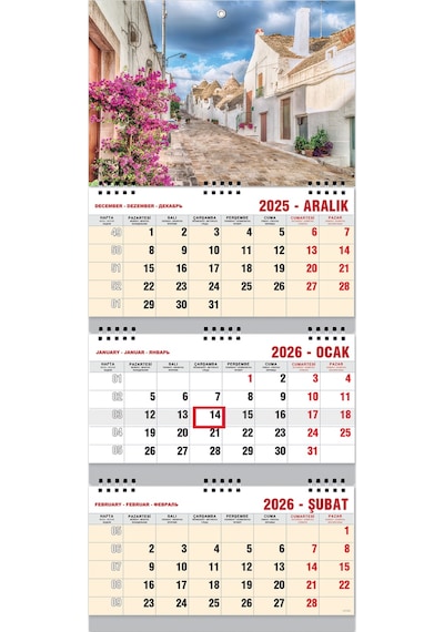 2026 Büyük Boy Extra Gemici Takvimi Denizci Duvar Takvimi 33x77.5 CM