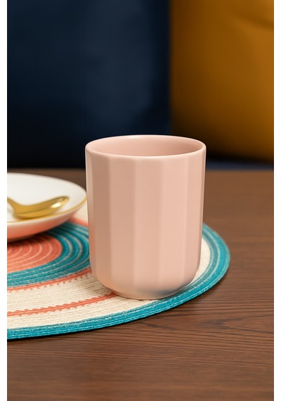 Bevel Pembe Seramik Kulpsuz Mug Pembe