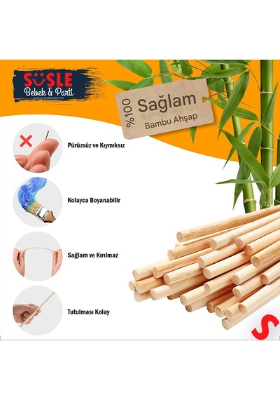 Bambu Çöp Şiş, Kurabiye Çubuğu, 25 Cm X 90 Adet 0-99