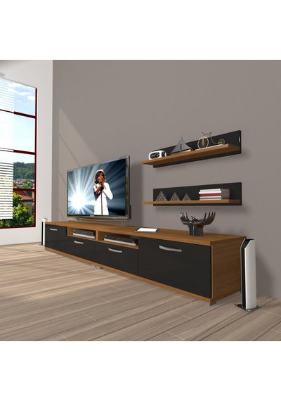 Decoraktiv Eko 200r Mdf Tv Ünitesi Tv Sehpası Ceviz - Siyah