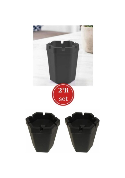 2'li Kokusuz Küllük, Kokusuz Dumansız Altıgen Küllük Siyah 2 Adet Plastik Siyah Asimetrik Tr Plastik