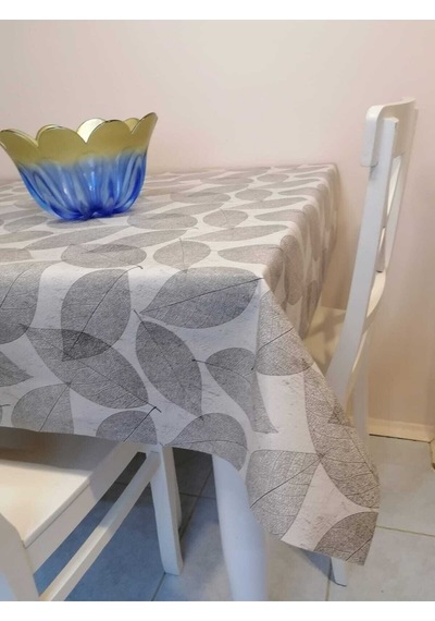 Elyaflı Pvc Muşamba - Desenli Silinebilir Masa Örtüsü Mrl 165 B Gri
