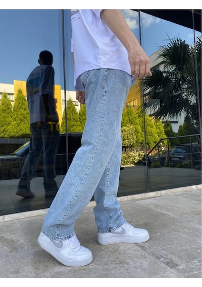 Vikingsjeans Kaizer Denim Erkek Buz Mavi Baggy Jeans Açık Mavi