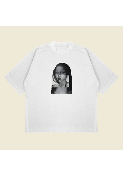 Startmore Glitch Lisa Baskılı Oversize Unisex Pamuklu Nefes Alan Kalın Kumaşlı Beyaz Startmore Glitch Lisa Baskılı Oversize Unisex Pamuklu Nefes Alan Kalın Kumaşlı Beyaz