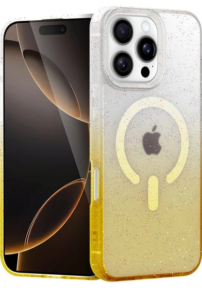 Apple Uyumlu iPhone  16 Pro Max Pummel Shiny Magsafe Kapak - Gold