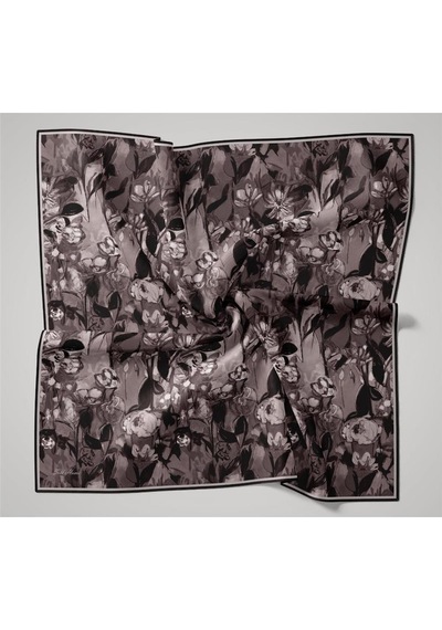 Silk Home İnce Pamuk Soft Eşarp Pastel Mor-siyah Desenli Kolay Şekil Alan 90x90 Çok Renkli