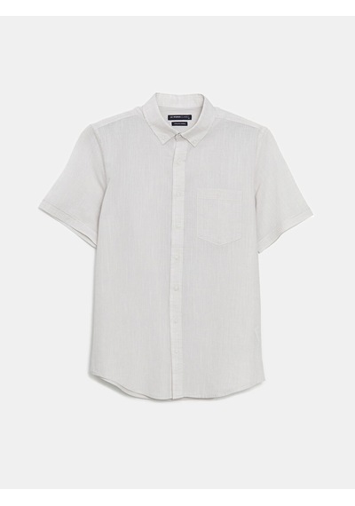 Lcwaıkıkı Classic Gri Regular Fit Keten Karışımlı Erkek Gömlek