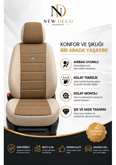 Isuzu D-max Uyumlu Oto Koltuk Kılıfı Tam Set Airbag Uyumlu 4 Mevsim Cotfit Serisi 27590554