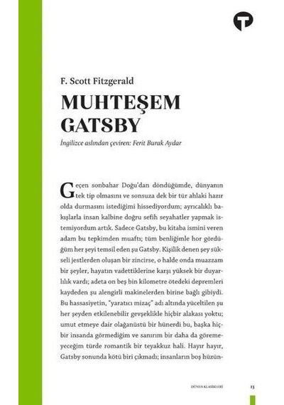 Muhteşem Gatsby - F.scott Fitzgerald - Turkuvaz