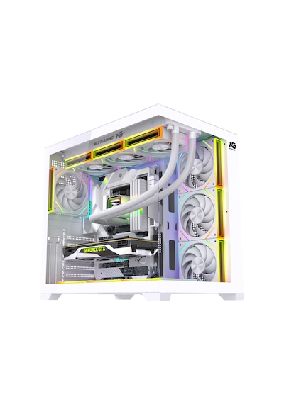 Alpha Neon 7x Argb Fan Kumanda Ve Kontrolcü Atx Boş Bilgisayar Kasası Beyaz